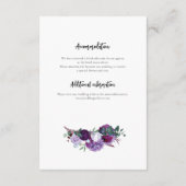 Details over Paarse Floral Wedding Informatiekaartje (Achterkant)