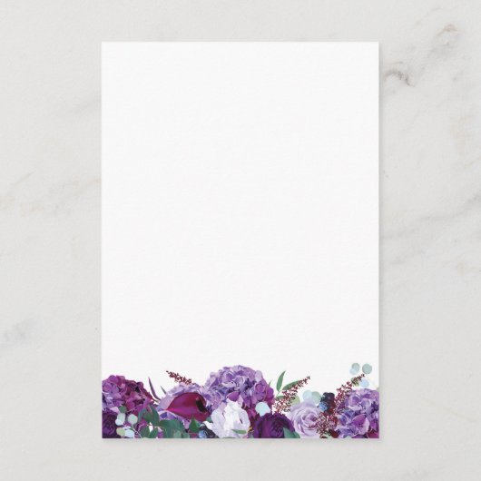 Details over Paarse Floral Wedding Informatiekaartje (Achterkant)