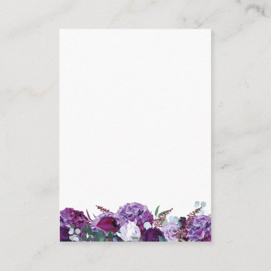 Details over Paarse Floral Wedding Informatiekaartje (Achterkant)