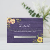 Details over Paarse Floral Wedding Informatiekaartje (Staand voorkant)