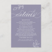 Details over zacht Violet Minimale Leaf QR-code br Informatiekaartje (Voorkant)