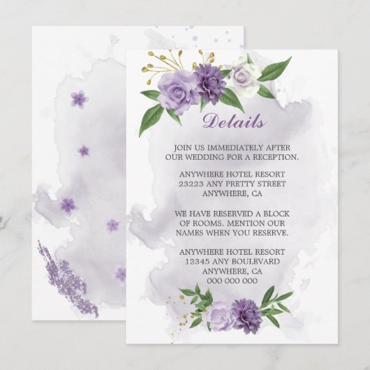 details paarse bloemen groen informatiekaartje (Voorkant / Achterkant)