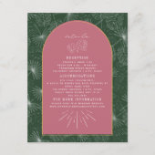 Details palm Leaves Pink Green Arch Weddenschap Informatiekaartje (Voorkant)