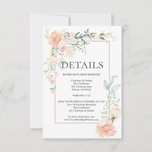 DETAILS | Pastel Coral Ivory Floral Spray Kaart (Voorkant)