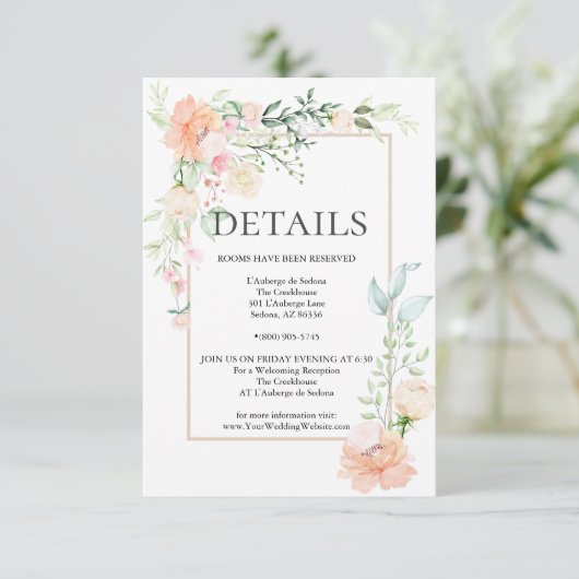 DETAILS | Pastel Coral Ivory Floral Spray Kaart (Staand voorkant)