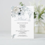 DETAILS | Pastel Dusty Blue Flowers Kaart (Staand voorkant)