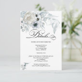 DETAILS | Pastel Dusty Blue Flowers Kaart (Staand voorkant)