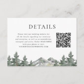 Details QR Code Mountain Pine Tree Weddenschap Informatiekaartje (Voorkant)