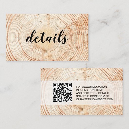 Details QR-code sjabloon Rustic Huwelijk Houtstruc (Voorkant / Achterkant)