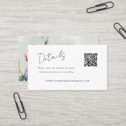 Details QR Code tulpen lente website Visitekaartje (Voorkant / Achterkant in situ)