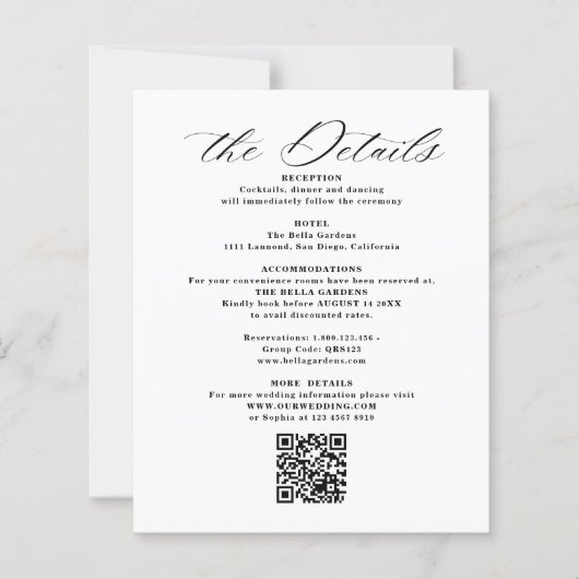 Details & QR Code Wedding Enclosure Cards (Voorkant)