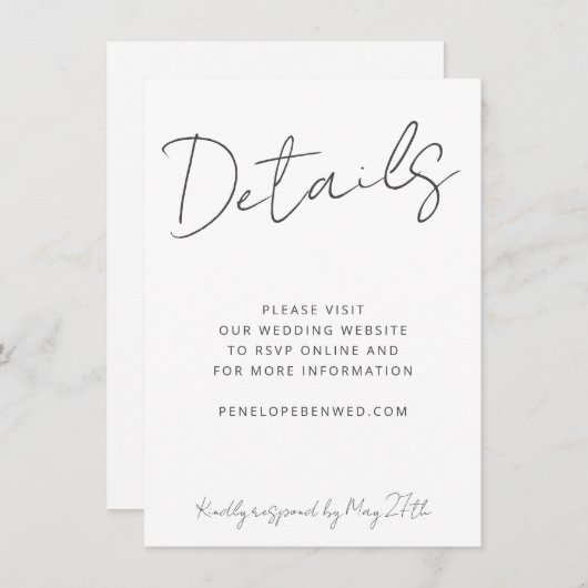 Details QR van het moderne Manuscript White Weddin Kaart (Voorkant / Achterkant)