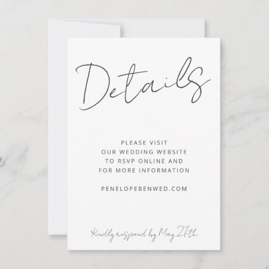 Details QR van het moderne Manuscript White Weddin Kaart (Voorkant)