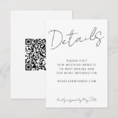 Details QR van het moderne Manuscript White Weddin RSVP Kaartje (Voorkant / Achterkant)