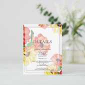 DETAILS | Rode en gele waterverf margrieten Informatiekaartje (Staand voorkant)