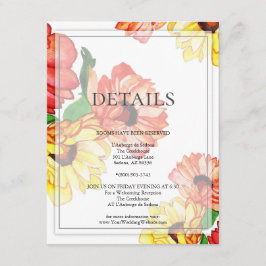 DETAILS | Rode en gele waterverf margrieten Informatiekaartje