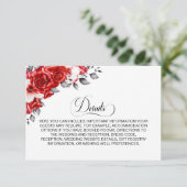 Details Rode Floral bruiloft Informatiekaartje (Staand voorkant)