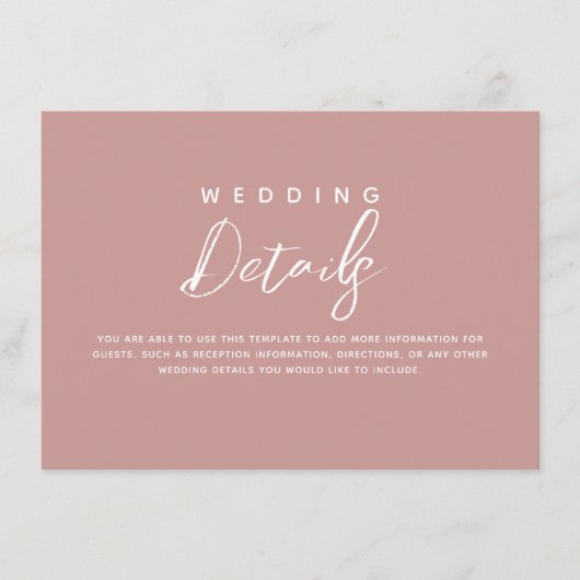 Details Roos-bruiloft Informatiekaartje (Voorkant)