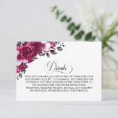 Details roze Floral Wedding Enclosure Informatiekaartje (Staand voorkant)