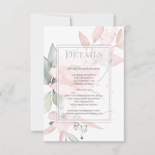 DETAILS | Roze Rozen van de Waterverf Kaart (Voorkant)