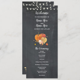 Details Rustic Herfst Pumpkin Chalk Wedding Progra Kaart