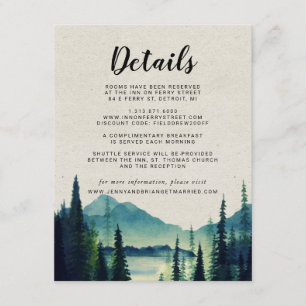 Details Rustic Mountain Wedding Guest Informatiekaartje
