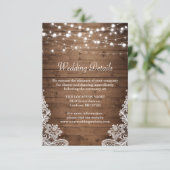 Details Rustic Wood Twinkle Lights Wace Wedding Informatiekaartje (Staand voorkant)