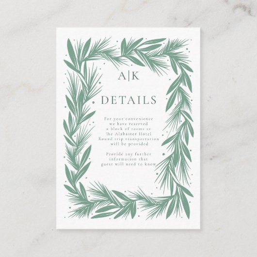 Details/Scan om te delen Winter Wreath Bruiloft Gr Informatiekaartje (Achterkant)