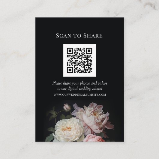 Details/Scan te delen Pink Rose Moody Wedding Informatiekaartje (Voorkant)