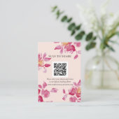 Details/Scan te delen Pink Rose Waterverf Bruiloft Informatiekaartje (Staand voorkant)