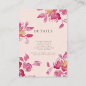 Details/Scan te delen Pink Rose Waterverf Bruiloft Informatiekaartje (Achterkant)