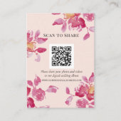 Details/Scan te delen Pink Rose Waterverf Bruiloft Informatiekaartje (Voorkant)