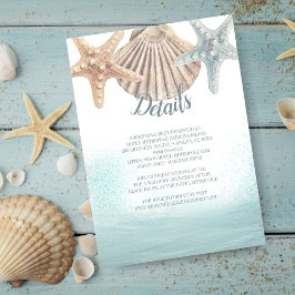 Details Starfish Seashells Beach Weddenschap Informatiekaartje