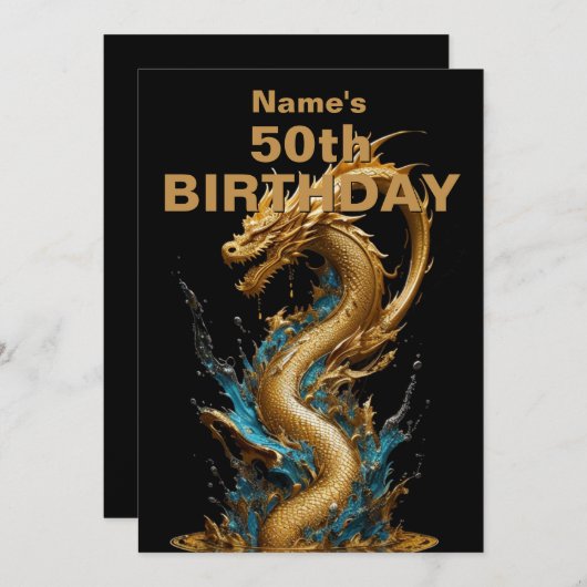 Details toevoegen - Chinese Dragon Verjaardag Kaart (Voorkant / Achterkant)
