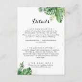 Details tropische troenerbruiloft bestemming informatiekaartje (Voorkant)