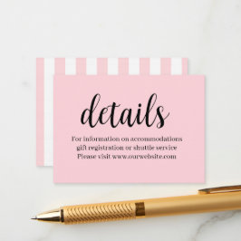Details Trouwinformatie Roze & Witte Streep  Informatiekaartje