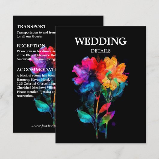 🌈 DETAILS Trouwkaart Petals & Pride Informatiekaartje (Voorkant / Achterkant)