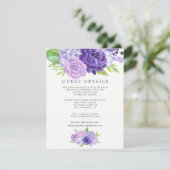 Details ultra Violet Floral Wedding Guest Informatiekaartje (Staand voorkant)