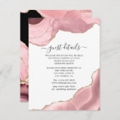 Details van Blush and Gold Agate Wedding Guest Informatiekaartje (Voorkant / Achterkant)