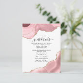 Details van Blush and Gold Agate Wedding Guest Informatiekaartje (Staand voorkant)