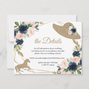 Details van Blush & Navy Wedding-kaarten Notitiekaartje