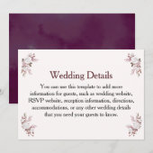 Details van bruiloft - Aangepaste creditcard Kaart (Voorkant / Achterkant)