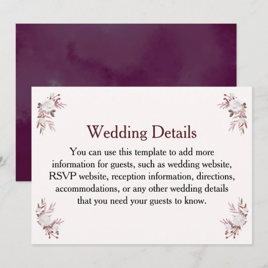 Details van bruiloft - Aangepaste creditcard Kaart (Voorkant / Achterkant)