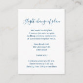 Details van bruiloft eenvoudige blauwe witte omhei informatiekaartje (Achterkant)