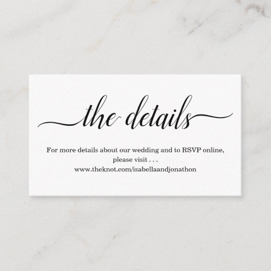 Details van bruiloft Website Enclosure Card - Eenv Informatiekaartje (Voorkant)