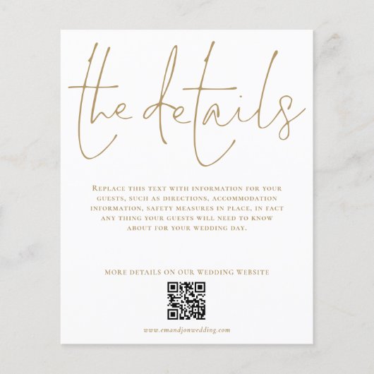 Details van budgethuwelijk QR Gold Script Enclosur (Voorkant)