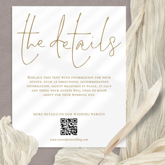 Details van budgethuwelijk QR Gold Script Enclosur