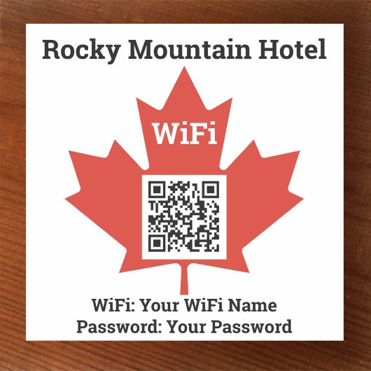 Details van Canadees hotel-wifi plus QR-code Sticker