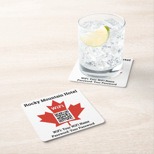 Details van Canadian Hotel WiFi Plus QR-code Kartonnen Onderzetters (Insitu)