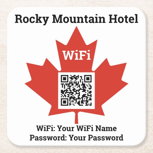 Details van Canadian Hotel WiFi Plus QR-code Kartonnen Onderzetters (Voorkant)